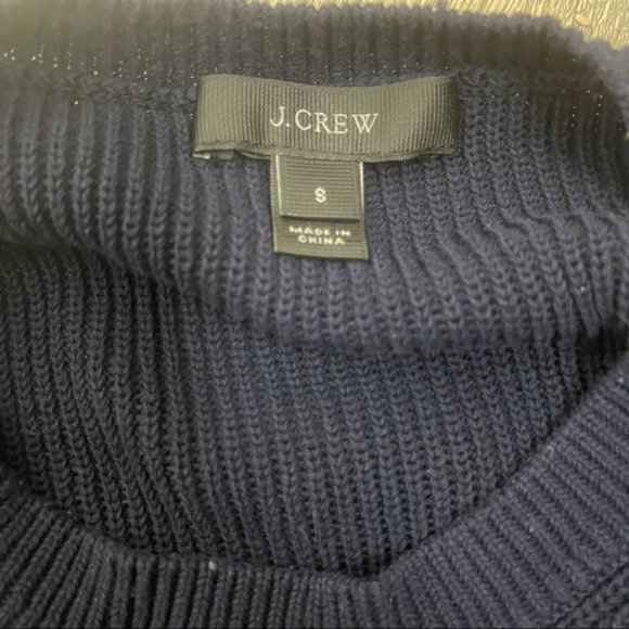 J.CREW Women's Eyelet Lace Sleeve Cotton Knit Navy Short Sleeve Sweater Small - Picture 11 of 11